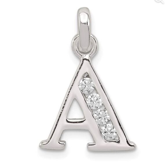 Silver Letter A Initial Rhinestone Charm - Picture 1 of 2